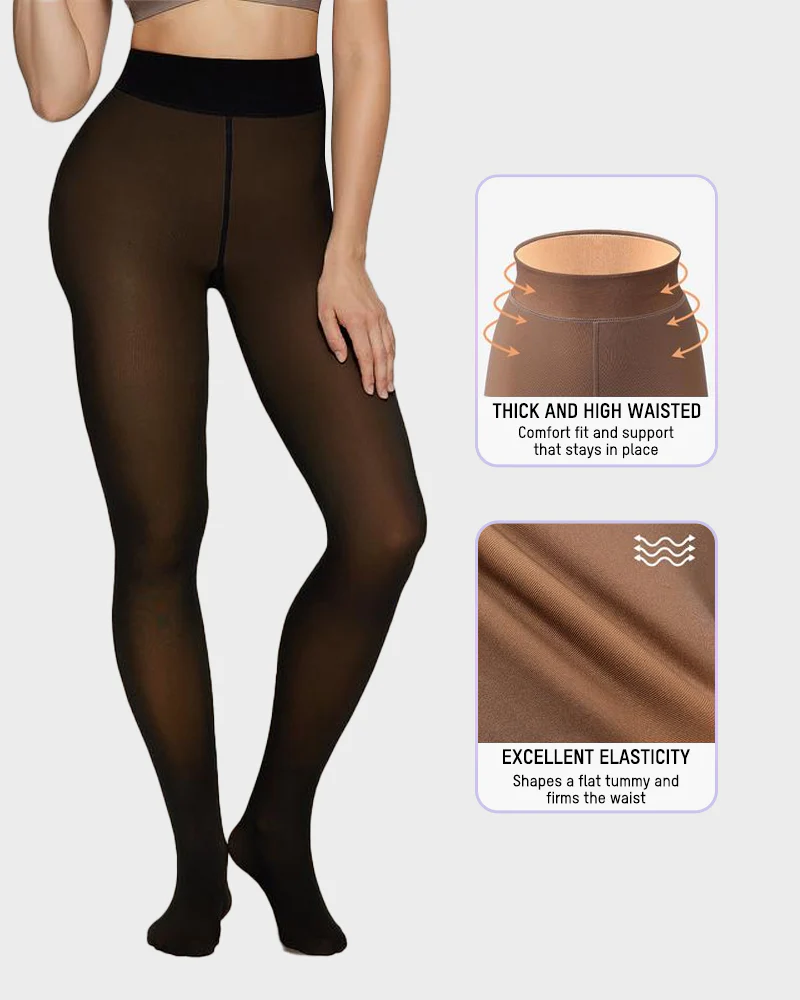 Semi-Transparent Single Seam Fleece Lined Tights