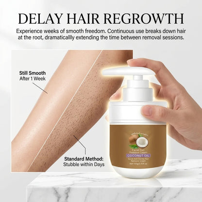 🥥 Painless Hair Removal — Face, Underarms, Legs, & Intimate Areas — Gentle Growth Inhibition: Coconut Hair Removal Cream⭐