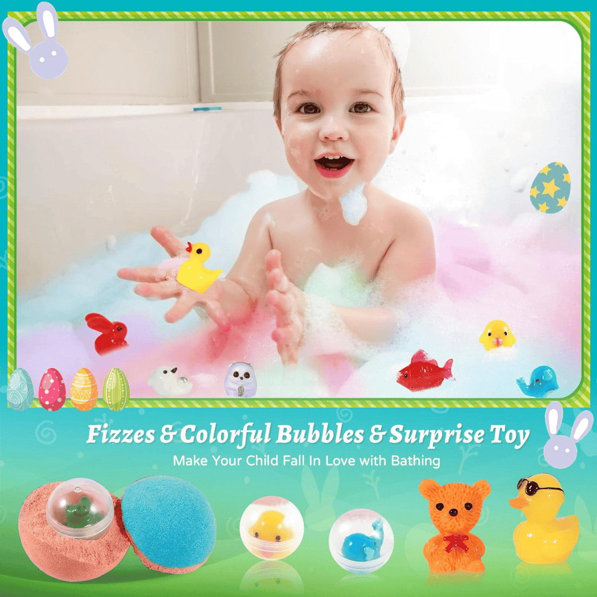 🔥🛁 Natural Bath Bombs for Kids with Mega Bubbles & Surprise Inside 🥚✨12 pcs[1 Box]